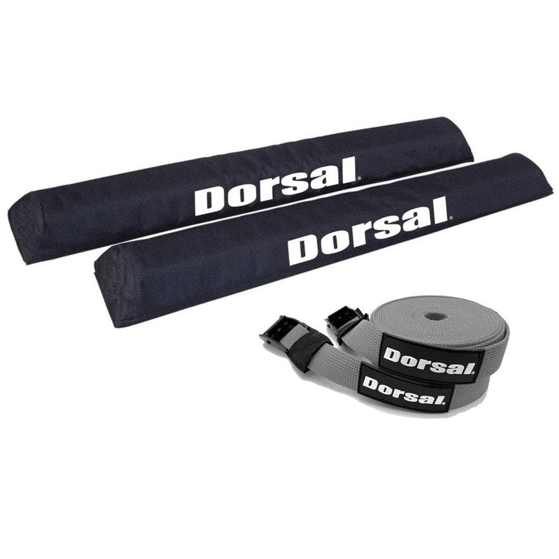 DORSAL Aero Roof Rack Pads with 15 ft Surf Straps - Pack of 4 for Car Surfboard Kayak SUP Long Black Polyester (Sizes: 20, 28, 34 Inches)