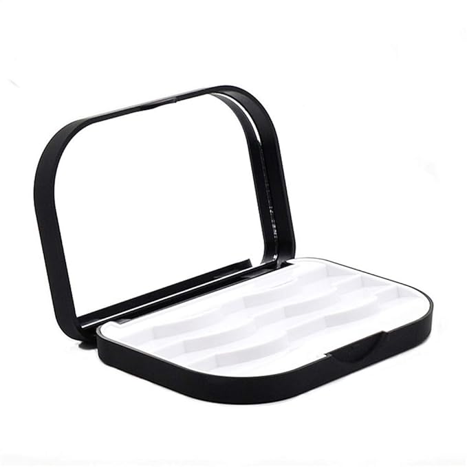 Cosmetic Case Empty Eyelashes Storage Case with Makeup Mirror Holder Box Fake Eyelash Packing Travel Storage Case Eyelashes Bag(Black)