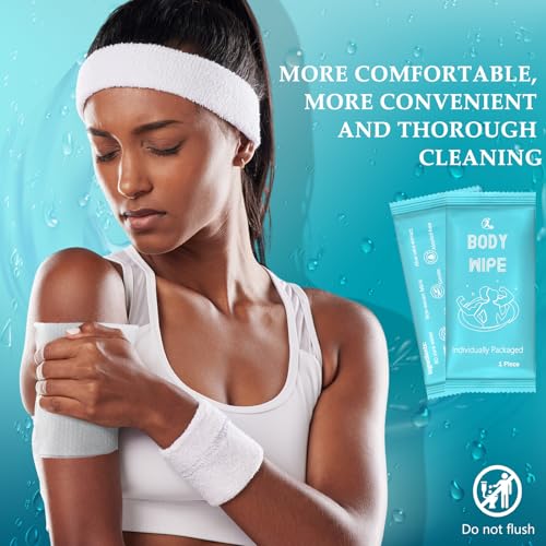 Timgle 200 Pcs Deodorant Body Wipes Individually Wrapped Bath for Adults Face Hand Body Wipes Pearl Pattern Wet Shower with Aloe Bathing Disposable Cleansing for Travel Gym Travel