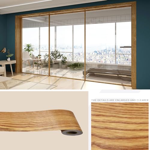 10M Wood Grain Removable Waterproof Border Wall Decor Removable Self Adhesive Kitchen Bathroom Tiles Sticker Peel and Stick Wallpaper 4x390 Inch (Walnut)