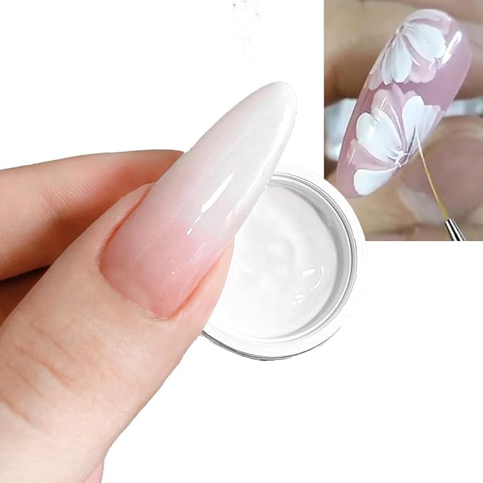 Sponge Pat Paint Nail Gel, Blending Colors Ombre Nails Gradient Gel Nail Blush Blooming Aura Nails Drawing Stripper Floral Painting Nail Art, No Wipe, UV/LED Curing 5ml 1PC (White)