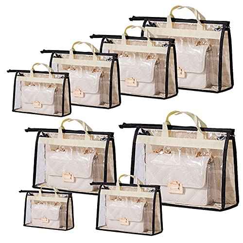 8 Pack Handbag Storage Organizer Dust Bags Transparent Hanging Purse Organizer Wallet Storage Bag for Hanging Closet with Handle and Zipper Handbag