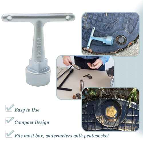 Folde Water Meter Wrench & Curb Stop Wrench For Pentagon Curb Boxes, Water Meter Cover Key