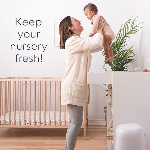 Diaper Genie Classic Diaper Pail Gift Set | Push-N-Lock Odor Control | Includes Starter Refill and Jumbo+ Refill | Holds up to 1,245 Newborn Diapers | Baby Registry Must-Have