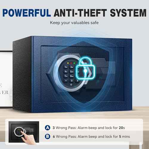 1.3 Cu Ft Small Fireproof Home Safe Box- Steel Security Box with Digital Electronic Keypad, Safety Combination Lock Box for Office, Sensor Light, Safe for Documents Money Jewelry Handgun