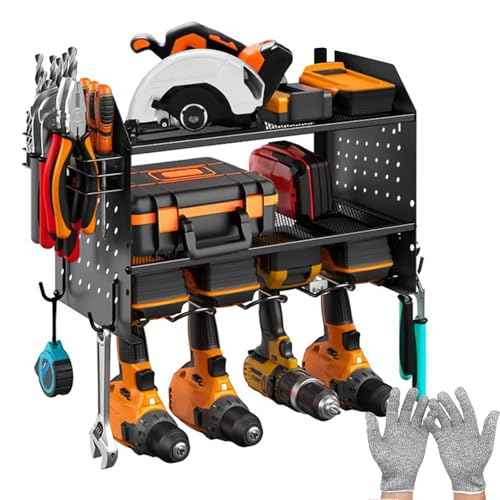 Modular Power Tool Organizer, Premium 3 Layer Wall Mount 6 Drills Holder, Efficient Garage Tool Storage Solution, Great Gifts for Men