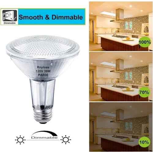 PAR30 Long Neck, 6PCS PAR30L Flood Light Bulbs Dimmable, PAR30 Bulb 120V 50W Replacement, Long Lasting Lifetime, High brightness Warm White, E26 Medium Screw Base, 39PAR30/FL for Recessed Light Bulb