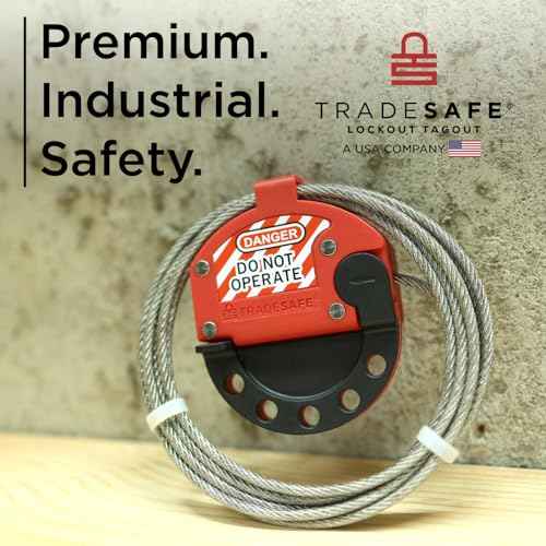 TRADESAFE Lockout Tagout Adjustable Cable Lock - 10 ft Steel Cable Lock with Vinyl Coating, Premium Grade Loto Cable, OSHA Compliant