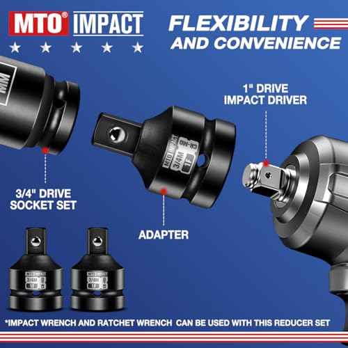 2 Pieces 1" Female to 3/4" Male Impact Socket Adapter,1" Drive Impact Socket Reducer Set, Chrome Molybdenum Alloy Steel