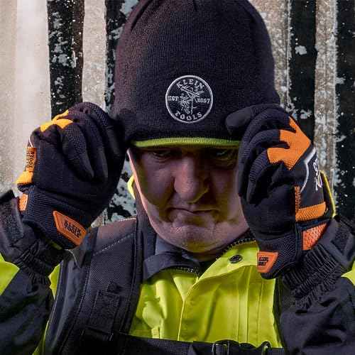 Klein Tools 60619 Work Gloves, Thinsulate Lined Thermal Winter Work Gloves, Water Resistant, Padded Palms, Medium