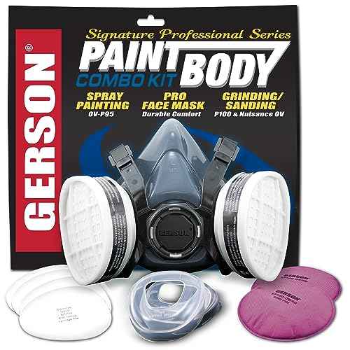GERSON NIOSH Paint and Body Combo Kit Half Mask With Replaceable OV/P95 and P100 Pancakes Medium