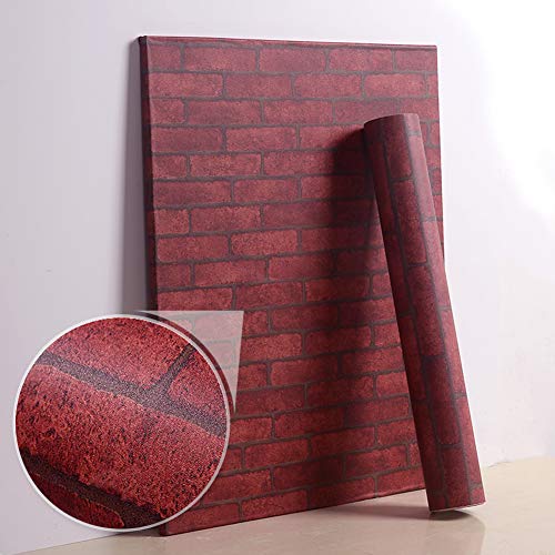 Livelynine Brick Contact Paper Red Brick Wallpaper Peel and Stick Faux Brick Wall Paper Roll Burgundy Wallpaper for Kitchen Backsplash Fireplace Walls Chimney Backdrop Christmas Vinyl Wrap 15.8x78.8