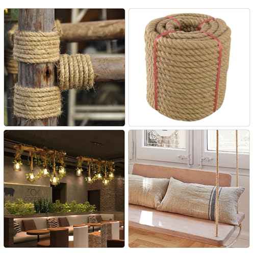 Thick Twisted Manila Ropes 1Inch¡¿100ft Natural Jute Rope Heavy Duty Hemp Rope for Swing Bed, Crafts, Railing, Tug of War, Landscaping, Gardening, Bundling, Hammock, Home Decorating
