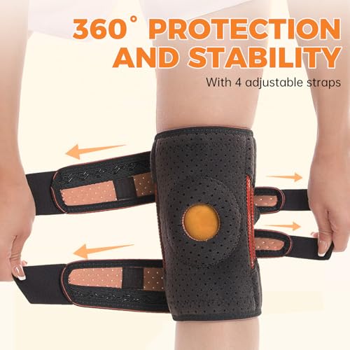Knee Brace for Men - Adjustable Support for Arthritis, ACL Meniscus Tear & Knee Pain Relief or Injury Recovery - Plus Dual Side Stabilizers (Man-Black, Size(14.2in-19in))