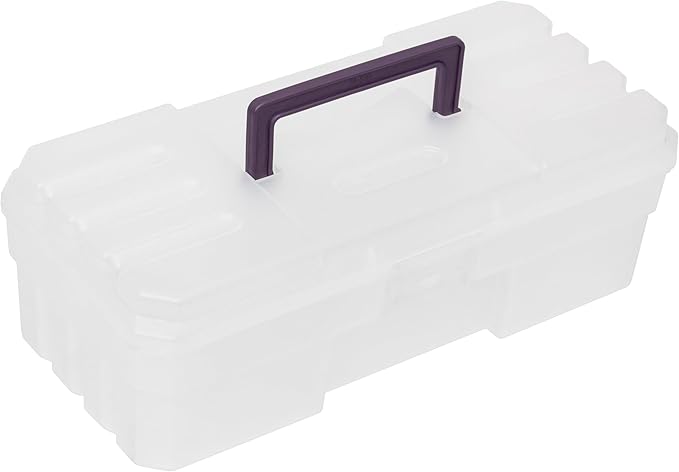 Akro-Mils 12-Inch ProBox Plastic Art Supply, Hobby or Craft Storage Toolbox, Model 09912CLPUR, (12" x 5-1/2" x 4"), Clear (Pack of 6)