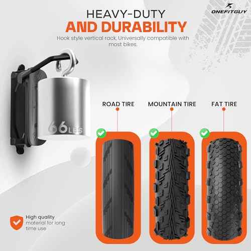 Foldable Bike Rack 1-Pack, Space Saving Vertical Bike Wall Mount with Adjustable 150¡Æ Rotating Hanger, Easy Garage, Indoor, or Shed Installation