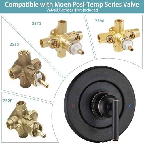 Replacement for MoenPosi-Temp Valve Only Shower Faucet Trim Kit (Valve& Catridge Not Inclued), Volume and Temperature Control Level Handle, Oil Rubbed Bronze