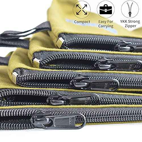 5 Pack 20 oz Canvas Tool Zipper Bags - Heavy Duty Utility Tool Pouch - Water Resistant Multi-Purpose Organizer Tote Bags 12.75 X 8 X 2.25 inch Spacious Storage Pouches with Dependable YKK Zippers