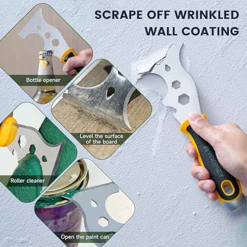 Voomey 12-In-1 Paint Scraper Tool, Multifunctional Putty Knife, Spackle Knife, Carbide Metal Scraper Used for Cleaning Paint Rollers, Removing Wall Cracks