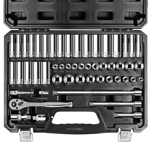 3/8" Drive Socket Set, 52-Piece SAE (3/16-9/16 in) and Metric (4-14 mm) Deep & Shallow Socket Kit, 90-Tooth Ratchet Wrench, 6-Point, Chrome Vanadium Steel Mechanic Tool Set