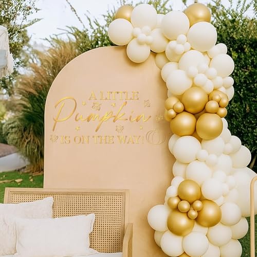 Pumpkin Baby Shower Decorations - A Little Pumpkin is on The Way Sign Decal, Wall Stickers for Balloon Arch Backdrop Decor, Fall Gender Reveal Party Decorations