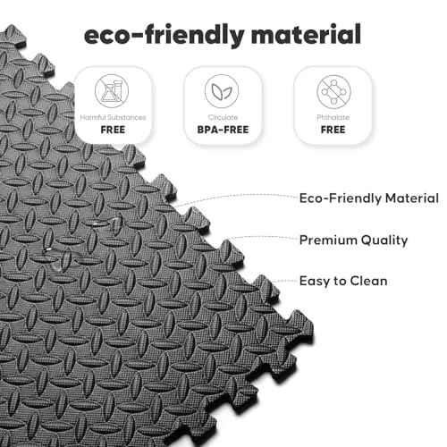 Home Gym Mat, Puzzle Exercise Mat, EVA Interlocking Foam Floor Tiles for Home Workout Equipment and Kids' Play Areas - Black, 24 in x 24 in x ¨ö in - 12 Tiles (Black, 12 Pack, 48 SQ FT)