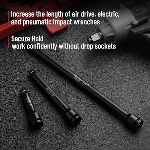 Bates- Impact Extension Bar Set, 3/8" Drive, 3 Pack, 3", 5", 10", 42 CrMo Steel, 3/8 Impact Extension Set