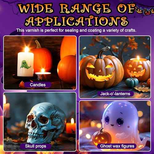 Candle Varnish, Gloss Varnish for Halloween Decorations Long Lasting Protection with Halloween Candle Sticker for Candles Pumpkin Lanterns Skeleton Props and Other Crafts, 100ML