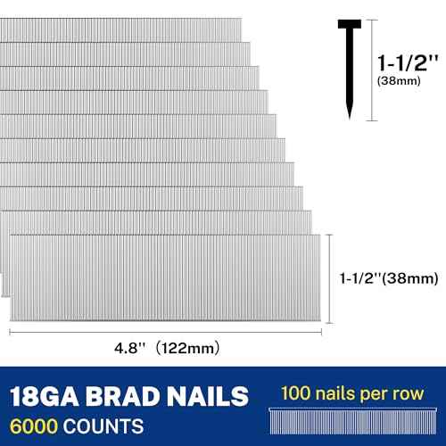 WORKPRO 1-1/2" 18 Gauge Brad Nails, 6000 Count Universal Brad Nails for Pneumatic, Electric Brad Nailer