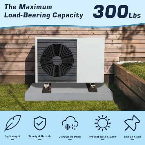 Mini Split Condenser Pad for Ductless Air Conditioner Heat Pump Systems, 38" x 18" x 3" Anti-Slip Plastic Equipment Base for Outdoor HVAC Unit, Gray