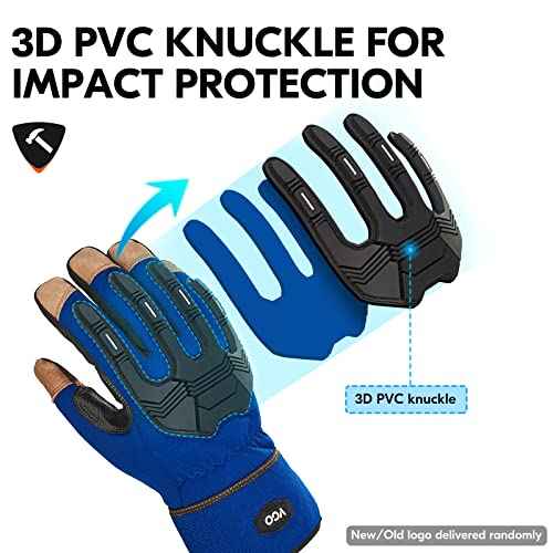Vgo...¡¦ Winter Work Gloves Men,Leather Work Gloves,Anti-vibration,Mechanics Gloves,Abrasion Resistance