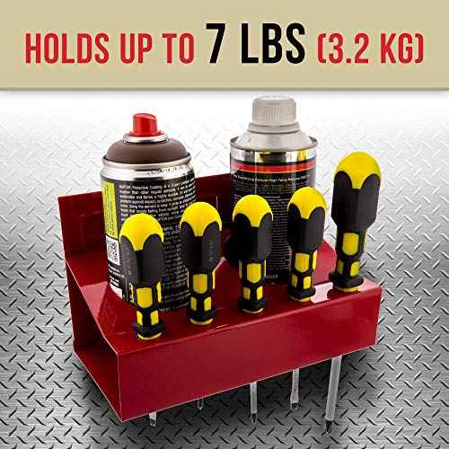 TCP Global Magnetic Spray Can Holder Wall Mount, 2 Aerosol Cans Holder, 5 Screwdriver Tray & Spray Can Organizer, Magnetic Bottle Shelf for Home Workspace and Garage