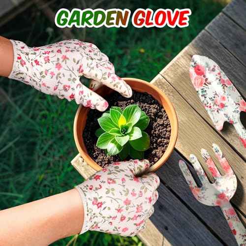 Christmas Stocking Stuffers White Elephant Gifts for Women Adults, Futricy 40th 50th 60th 70th Birthday Gardening Gifts for Mom Grandma Gardener Wife, Garden Tools with Hand Fork Trowel Gloves Apron