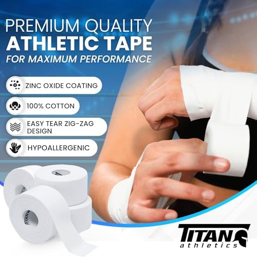 4 Rolls White Premium Athletic Tape + 2 Rolls Pre Wrap - Individually Sealed Tape Rolls for Max Effectiveness. Wrap Ankles, Knees, Wrists and Elbows. A Must for Every Athlete.