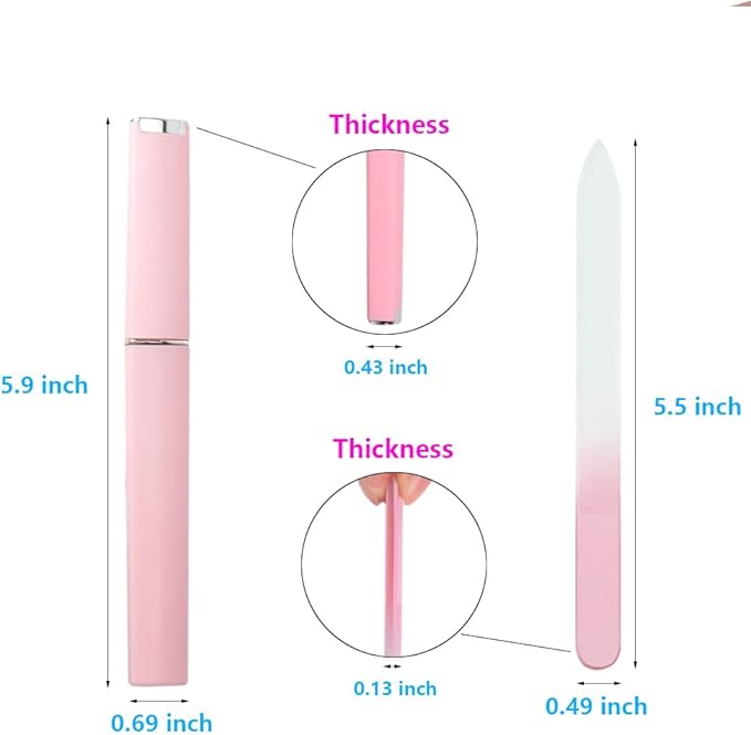 3 Pack Glass Nail Files with Case, Ultra Quality Professional Fingernail Files, Double Sided Premium Nail Filer for Natural, Pedicure, Artificial, Fake Nails