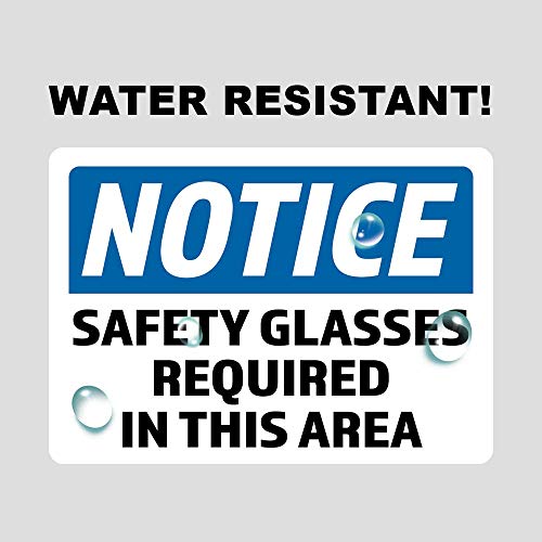 2-Pack Notice Safety Glasses Required in This Area Vinyl Decal Sticker | 7-Inch by 5-Inch | Laminated with UV Protective Laminate | PD2738