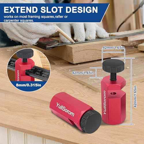 Tall Stair Gauges for Framing Square with Holder and Carabiner Stair Guage Knobs Tool for Circular Saw,Stair Guides Perfect for Rafter Gauge Clamps Red kit