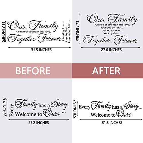 2 Pcs Vinyl Family Lettering Wall Quotes Stickers, Scripture Decals, Bible Verse Inspirational Stickers for Bedroom Home Decor - Our Family Is a Circle (Small, Basic)
