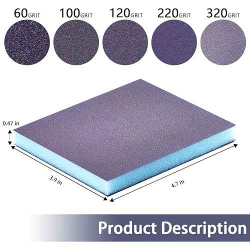 Sanding Sponge, 8 Pieces 320 Grit Sanding Blocks, Reusable and Washable Sand Sponge Kit for Plastic, Wood, Metal, Furniture
