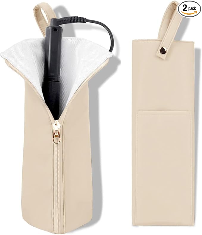 Hot Iron Holder & Mat, Heat Resistant Travel Bag for Curling Iron, Flat Iron - Hair Tool Organizer for Home, Travel