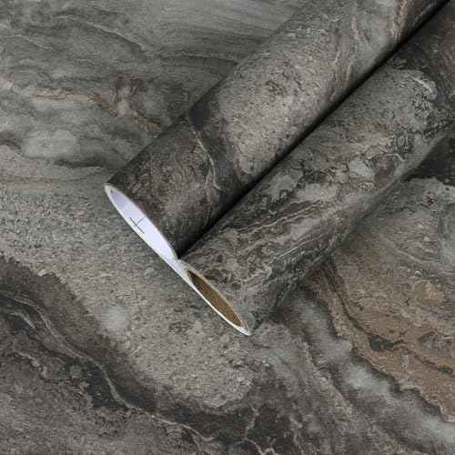 CHIHUT Dark Brown Matte Marble Contact Paper for Countertops Waterproof Marble Wallpaper Peel and Stick Countertops for Kitchen 12"x100" Thick Self Adhesive Contact Paper Decorative for Cabinets Walls