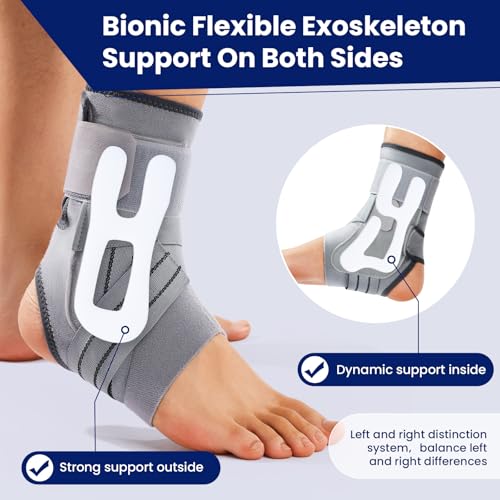 Ankle Brace for Women Men, Adjustable Ankle Support with Side Stabilizers for Ankle Sprained, Achilles, Plantar Fasciitis Injury Recovery