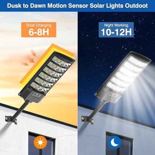 Solar Street Lights Outdoor Waterproof,50000LM 320¡Æ Angle Solar Light,5730LED Parking Light with Motion Sensor and Remote Control for Outdoor, Streets, Courtyards,Parking Garages,-2Pack