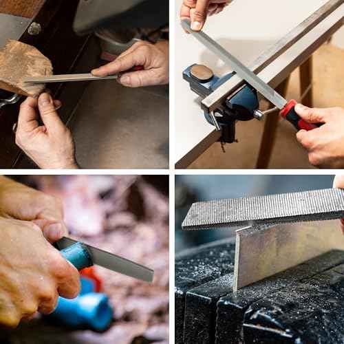 MAXPOWER 10-inch Metal File Set, 5 Pieces Hand Files Including Flat, Round, Half-Round, Triangle and Square, Soft Grip Handle, File Set for Wood, Metal Work and DIY