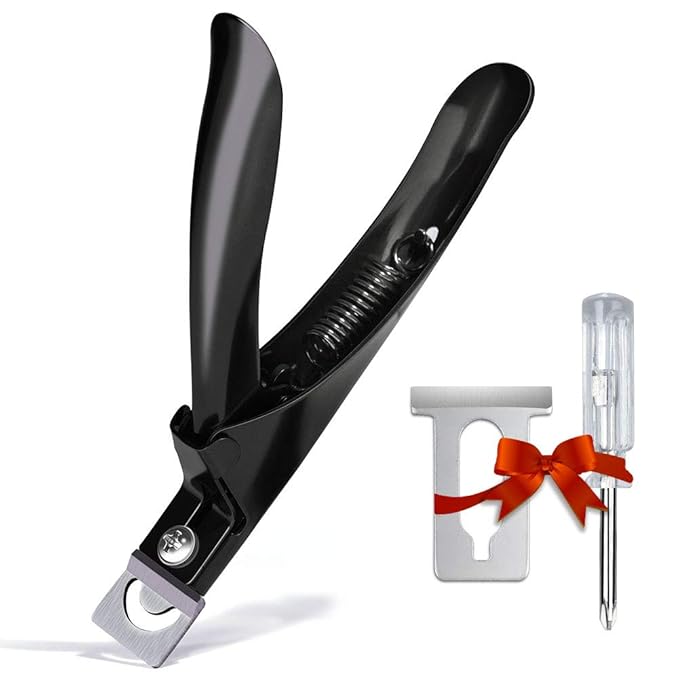 Black Premium Adjustable Stainless Steel Artificial Acrylic Fake False Nail Tip Clipper Cutter Trimmer Manicure Pedicure Sharp Blade Clip Tool For Salon Home Nail Art Beauty Design DIY
