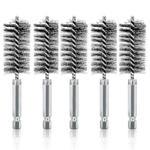 ASNOMY 5Pcs 1" Stainless Steel Bore Brush for Drill,25mm Wire Brush Bore Cleaning Brush Set for Power Drill Cleaning, Abrasive Wire Brush with 1/4" Hex Shank