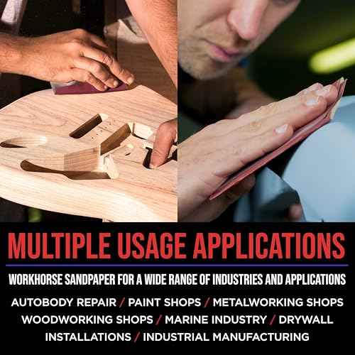Premium 1/4 Sheet Size Red Sanding Sheets, 50 Sheet Variety Pack, Grits 40, 80, 100, 120, 180, 220, 320, 400, 600, 800 - Hook & Loop Backing Sandpaper - Palm Sanders, Sanding Blocks