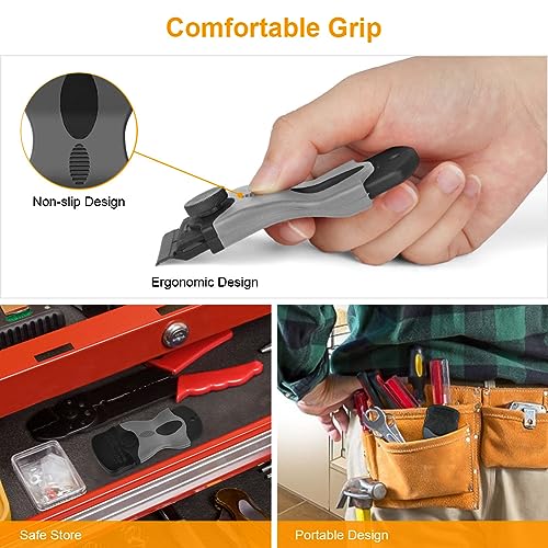 Ainiv Razor Blade Scraper, 2-in-1 Scraper Tool with 10PCS Metal Blades and 10PCS Plastic Blades, Multi-funtional Cleaning Razor Scraper for Stickers, Labels, Caulk, Adhesive, Paint Removal (2 Pack)