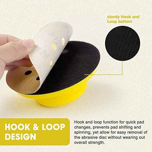 5 Inch Hand Sanding Block Hook and Loop Sanding Block 2 PCS Round and Mouse Hand Sanding Blocks Foam Sanding Blocks Auto Body Hand Sanders for Wood Mouse Sanding Pad Sandpaper Holder
