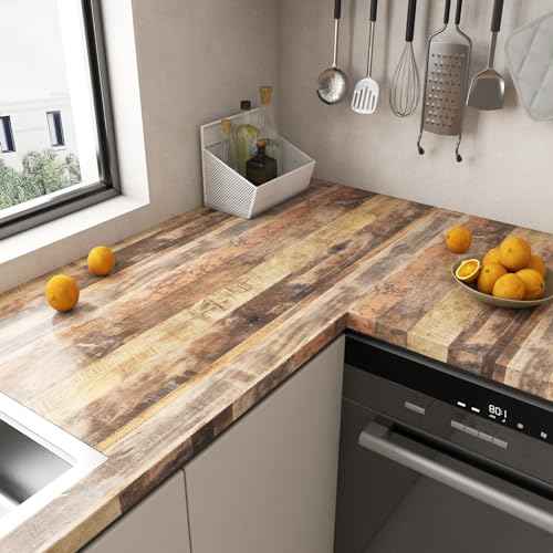 LACHEERY Rustic Shiplap Wallpaper Peel and Stick Kitchen Countertop Contact Paper Wood Grain Wallpaper for Kitchen Counter Contact Paper for Countertops Waterproof Removable Vinyl Wall Cover15.8 x80